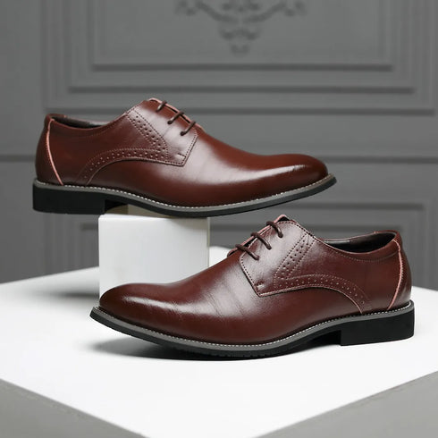 Elegant Pointed Toe Oxfords for Men - Soft Bottom Business Casual Formal Dress Shoes for Office, Weddings, and Parties